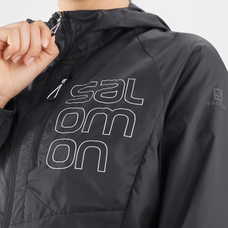 Black Salomon Bonatti Cross Wind Women's Shell Jackets | IE RT9683